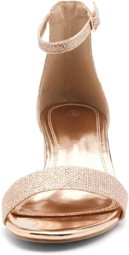 Vista 2 de Herstyle Sandalias de tacón bajo grueso para mujer, con correa en el tobillo, con correa en el tobillo, zapatos de vestir para fiestas, bodas