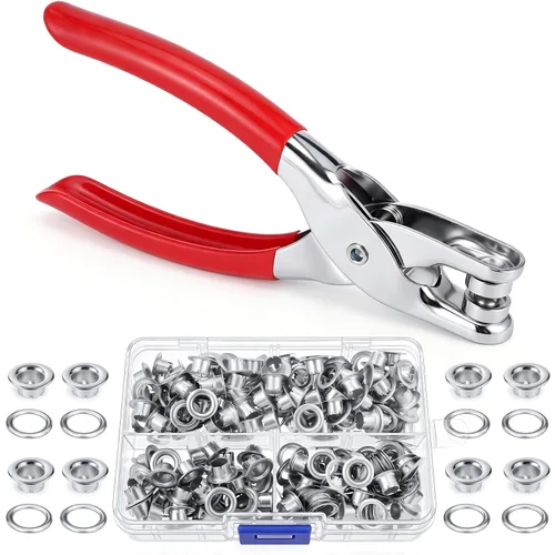 Vista 13 de Kit de herramientas para ojales, alicates para ojales, plata, 3/16 pulgadas Plateado
