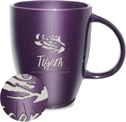 Vista 105 de Rico Industries - Taza de lustre cerámico con grabado láser de la NCAA de 18oz - Café-Té
