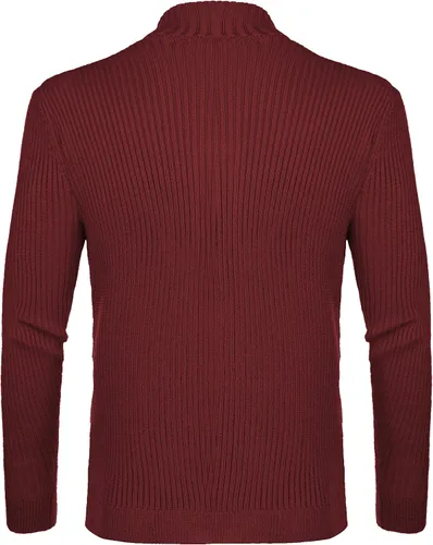 Vista 3 de COOFANDY Suéter de punto con cremallera completa y bolsillos para hombre