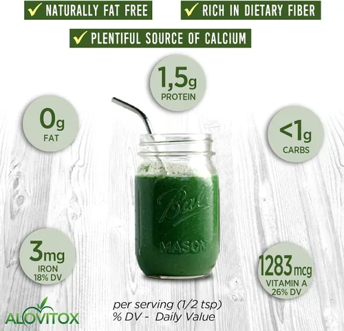 Vista 7 de Alovitox Chlorella orgánica en polvo de 8 onzas Superalimento denso en nutrientes con antioxidantes, proteínas, vitaminas C, E, complejo B