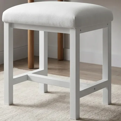 Vista 11 de Pequeño Taburete de Tocador, Lindos Taburetes de Tocador con Cojín, Silla de Tocador Blanca y Dorada para Espacios Pequeños, Sala de Estar, Oro