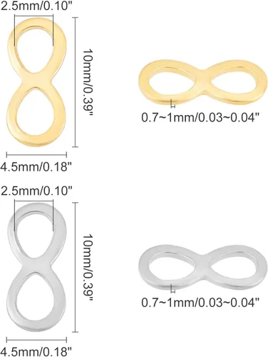 Vista 5 de UNICRAFTALE Colgante de infinito chapado en oro de 18 quilates a granel, mini enlace de conector de acero inoxidable para hacer joyas, collares