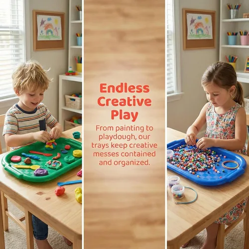 Vista 7 de Suwimut - Bandeja de plástico para actividades para niños, diseño de manualidades y manualidades, bandeja para servir para manualidades, cuentas