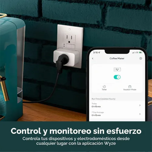 Vista 2 de Wyze Plug, Enchufe inteligente WiFi de 2.4GHz, compatible con Alexa, Google Assistant, IFTTT, no requiere hub, paquete de cuatro, blanco