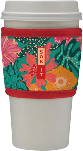 Vista 71 de Sok It HotSok Coffee & Tea - Funda de neopreno con aislamiento reutilizable (floral abstracto)