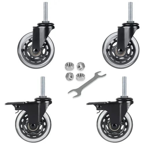 Vista 10 de Hirate Rueda giratoria de repuesto de 3 pulgadas, ruedas industriales de 3/8"-16" x 1.5", ruedas de bloqueo de vástago roscado para muebles
