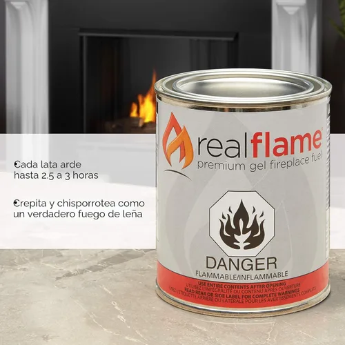 Vista 2 de Latas de combustible en gel Real Flame - Paquete de 24 - Alcohol isopropílico gelificado para chimeneas de interior o exterior