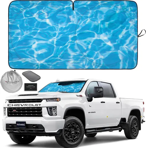 Vista 13 de Parasol de Parabrisas de Una Pieza - Parasol Cromado Líquido Plegable para Ventana Delantera de Auto para Carros SUV Camión - Protector Visor