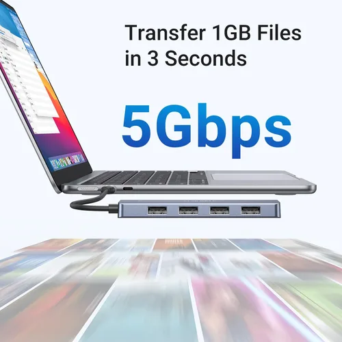 Vista 3 de UGREEN Hub USB C a USB A con 4 USB 3.0 para Laptop, MacBook Pro/Air, Mac mini M4, iMac, iPad Pro, Chromebook, Dell XPS, Galaxy S23 y Más, 0.5FT