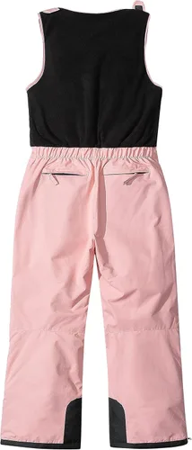 Vista 2 de Pursky Pantalones de nieve para niños, baberos de esquí de invierno para niña, con aislamiento, impermeables, pantalones de nieve de forro polar
