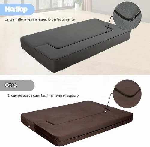 Vista 7 de HonTop Sofá Cama Plegable Moderno de 10 Pulgadas con Espuma Viscoelástica, Sofá Futón Completo Silla Reclinable para la Sala de Estar, Colchón