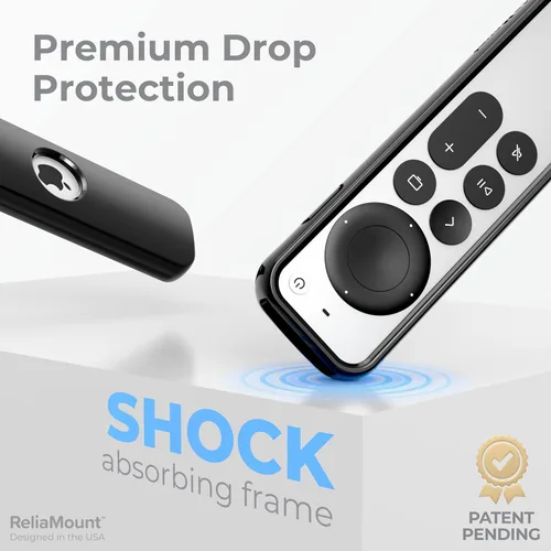 Vista 2 de ReliaMount Funda para controles remotos Apple TV, protección contra caídas de alta calidad y cómoda de sostener, diseñada en Estados Unidos
