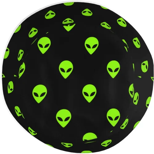 Vista 4 de Sombrero de pescador de pescador con estampado verde y negro para adultos, mujeres, hombres, niñas y niños, unisex