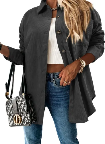Vista 75 de ZOLUCKY Chaqueta de manga larga con botones para mujer, talla grande, blusas
