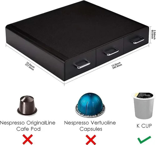 Vista 3 de Amazon Basics Cajón de almacenamiento de cápsulas de café para cápsulas K-Cup, capacidad de 36 cápsulas, color negro