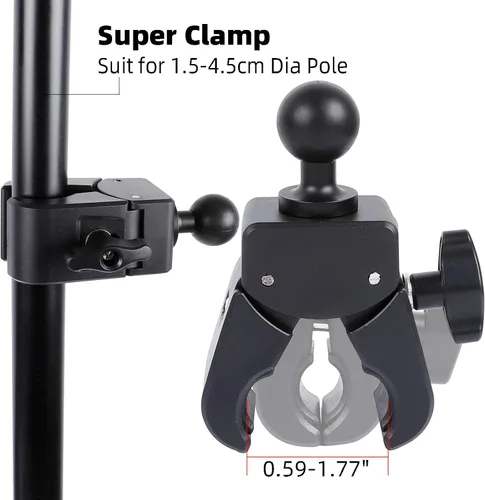 Vista 4 de Soporte para iPad – Soporte lateral para tableta para soporte de micrófono, doble 360 giratorio ajustable para iPad Pro 12.9 Air Mini y otras