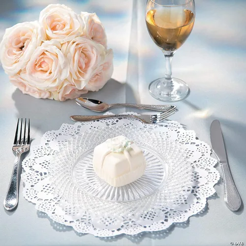 Vista 2 de Doilies para bandejas de postre 250 piezas de papel de varios tamaños