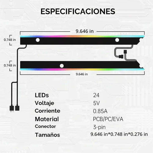 Vista 6 de AsiaHorse Tira de Luz ARGB para Placa Base, 24 RGB Direccionables Independientes, 5V 3-pin Aura Sync, Kit de Piezas de PC LED Lightsaber-X