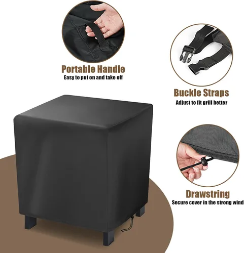 Vista 5 de Funda pequeña para mesa auxiliar de exterior, cubierta de mesa auxiliar de patio de 17 pulgadas para exteriores, funda impermeable para muebles