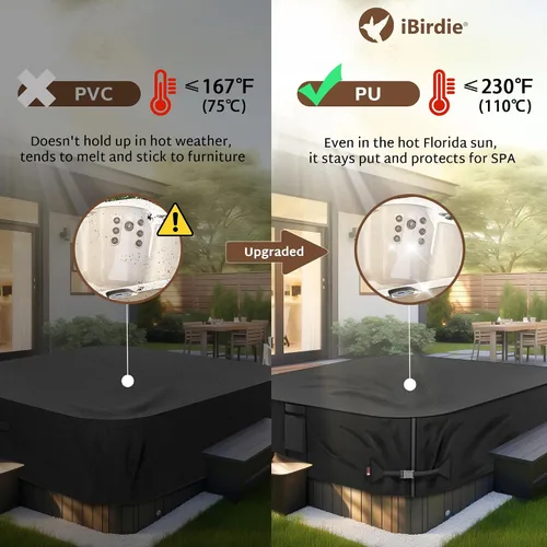 Vista 4 de iBirdie Cubierta impermeable para bañera de hidromasaje, 134 x 97 pulgadas, para 8 x 11 pies, 132 x 96, 133 x 93, 130 x 94, protectores