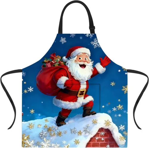 Vista 61 de ANNA QUEEN Delantal de Feliz Navidad para mujeres y hombres con bolsillos, delantal de muñeco de nieve, delantal de cocina ajustable para cocinero
