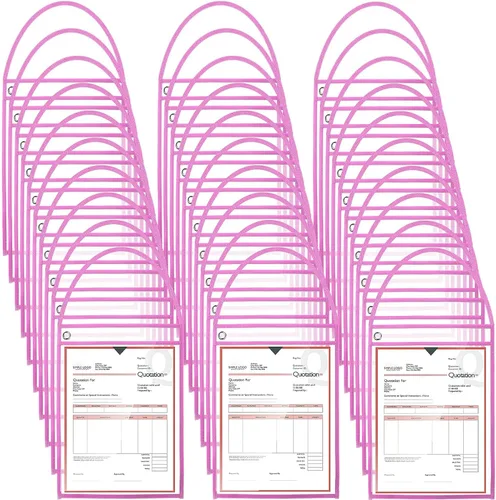 Vista 8 de Geyee Paquete de 50 soportes para boletos de trabajo, bolsillos para pedidos de trabajo para manga colgante de 9 x 12 pulgadas, soportes de boletos