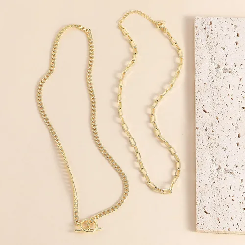 Vista 6 de CHESKY Collares de oro en capas para mujer, collar de cadena de oro delicado de 14 quilates para mujer, cadena de clip de eslabones cubanos de moda
