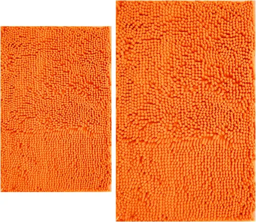 Vista 26 de Juegos de alfombras de baño de 2 piezas, alfombra de baño de felpilla extra suave ultra absorbente, alfombra de baño con base antideslizante de PVC