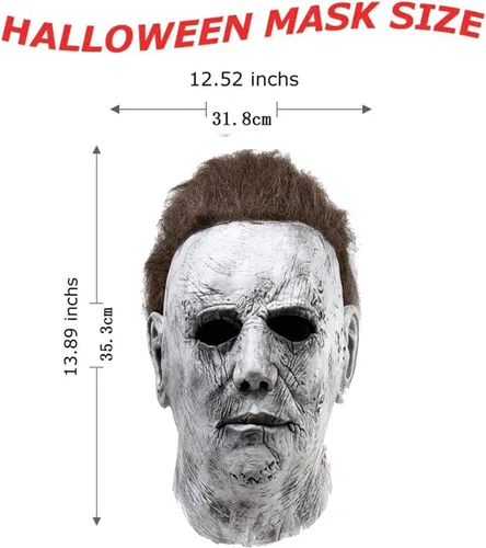 Vista 2 de Máscara de Michael Myers 2021, disfraz de cosplay de terror para Halloween, disfraz de Halloween Kills Michael Myers, accesorios para disfraz