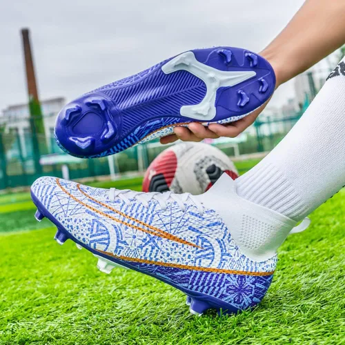 Vista 7 de ailishabroy Zapatos de fútbol para niño grande FgAg High Top Spikes Zapatos de fútbol para entrenamiento profesional Césped Hombres al aire libre