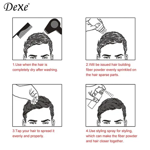 Vista 3 de Dexe Fibras de construcción capilar 0.78 oz, marrón claro Cubre instantáneamente el cabello fino y delgado, oculta las manchas finas para un