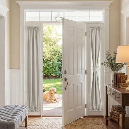 Vista 28 de PONY DANCE Persianas para puertas – Paneles opacos para tratamiento de ventanas, cortinas sólidas de alta resistencia con bolsillo para barra
