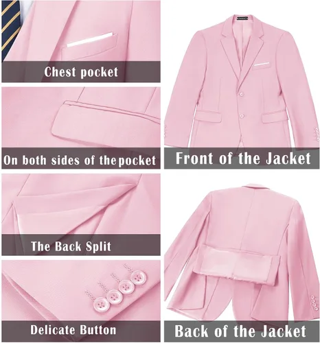 Vista 5 de Traje de 2 piezas para hombre de boda, esmoquin, chaqueta de baile de graduación, trajes ajustados de dos botones, vestido de boda, chaqueta