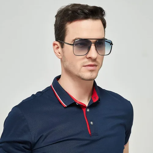 Vista 4 de Gtand Gafas de sol cuadradas de gran tamaño con degradado de aviador para hombres y mujeres gafas de sol de metal vintage de 2480in