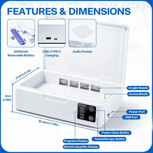 Vista 6 de Caja del limpiador de herramientas del clavo, con la carga USB