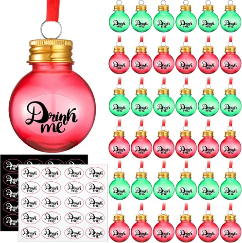 Vista 9 de Bolas de adornos de plástico transparente para Navidad, árbol rellenable de plástico, adornos colgantes para botella de agua, bombillas para Plata