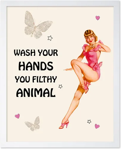 Vista 24 de Poster Master Pin Up Girl Poster - Better Late Than Ugly Print - Butterfly Art - Modern Art - Trendy Art - Gift for Men & Women - Funny Decor for