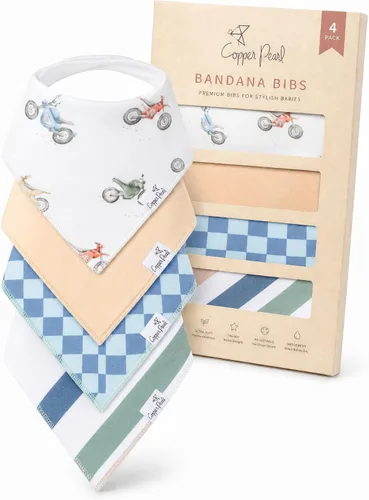 Vista 34 de Copper Pearl Baberos tipo bandana para bebé, paquete de 4 baberos de algodón suave para babear y dentición, absorbentes, ajuste ajustable, muchos