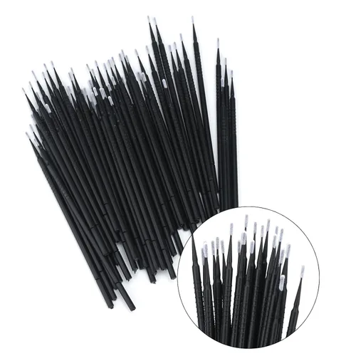 Vista 4 de G2PLUS 200 microhisopos excelentes, microhisopos de alta gama para extensiones de pestañas, microaplicador para maquillaje y cuidado personal (negro)