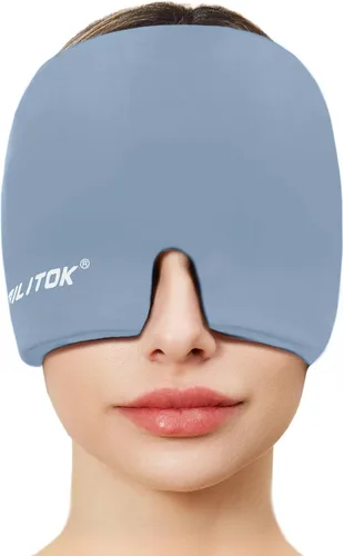 Vista 8 de EXQUISLIFE Gorra de Alivio para Migraña y Dolor de Cabeza, Envoltura de Hielo en Gel, Terapia de Calor y Frío, Máscara para los Ojos para Alivio