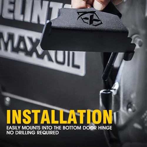 Vista 5 de Xprite Estriberas Desmontables para Puerta Compatibles con Jeep Wrangler JK JKU 2007-2018, Pedales de Descanso Montados en Bisagra de Puerta
