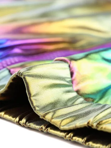 Vista 5 de Allegra K Chaqueta metálica holográfica brillante para mujer, manga larga, ligera, con cremallera