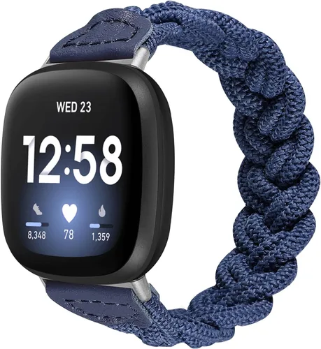 Vista 12 de Wearlizer Banda elástica compatible con correas Fitbit Versa 4 3/Sense 2 1 Correa trenzada para mujer, correa trenzada elástica para Versa