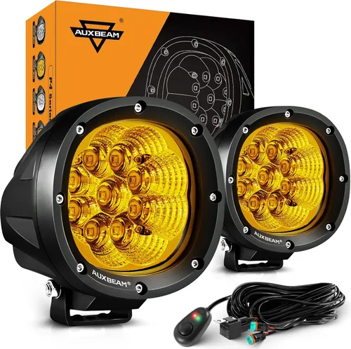 Vista 9 de Auxbeam Paquete de 2 unidades de luces LED de haz de inundación de la serie Luces de inundación blancas de la serie P4