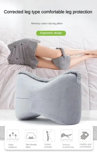 Vista 3 de Almohada de rodilla de espuma viscoelástica para personas que duermen de lado, almohada de pierna rosa para aliviar el dolor de espalda baja, cadera