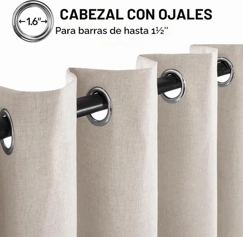 Vista 5 de Deconovo Cortinas opacas de lino extra anchas para ventana, 100% bloqueo de luz total, cortinas gruesas para puertas correderas, cortinas térmicas