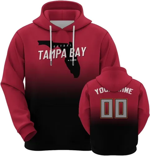 Vista 29 de Custom Football City Map Gradient Hoodies-Personalized Name Number Hooded Sweatshirts Football Fans Gifts for Men,Women,Youth