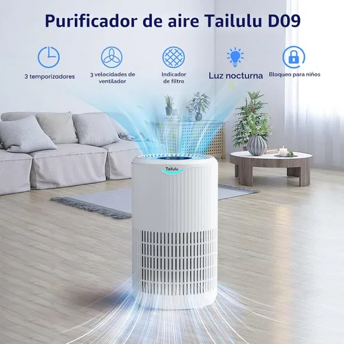Vista 2 de Purificadores de aire para habitación grande del hogar de hasta 1680 pies cuadrados, limpiador de filtro de aire HEPA Tailulu H13, entrada y salida