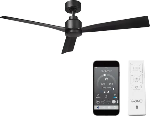 Vista 12 de Ventilador de techo inteligente compatible Clean de 3 aspas para interiores y exteriores, aluminio cepillado de 52 pulgadas con kit de luz LED